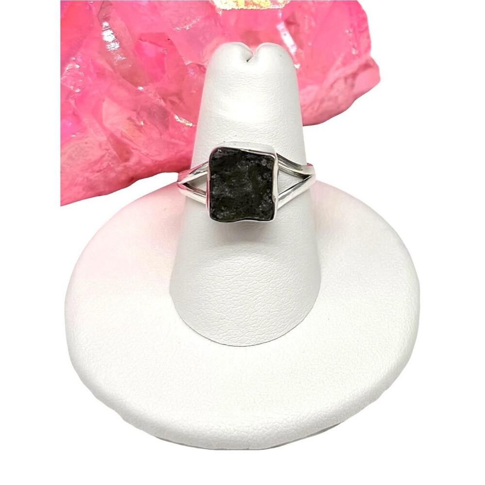 Moldavite Ring Solid 925 Sterling Silver Size 7
